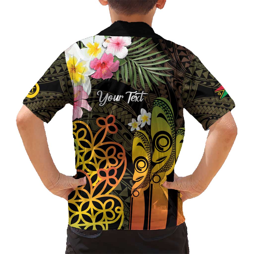 Personalised Vanuatu Independence Day Hawaiian Shirt Carving Drum Sand Drawing Turtle LT14 - Polynesian Pride