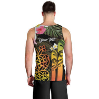 Personalised Vanuatu Independence Day Men Tank Top Carving Drum Sand Drawing Turtle LT14 - Polynesian Pride