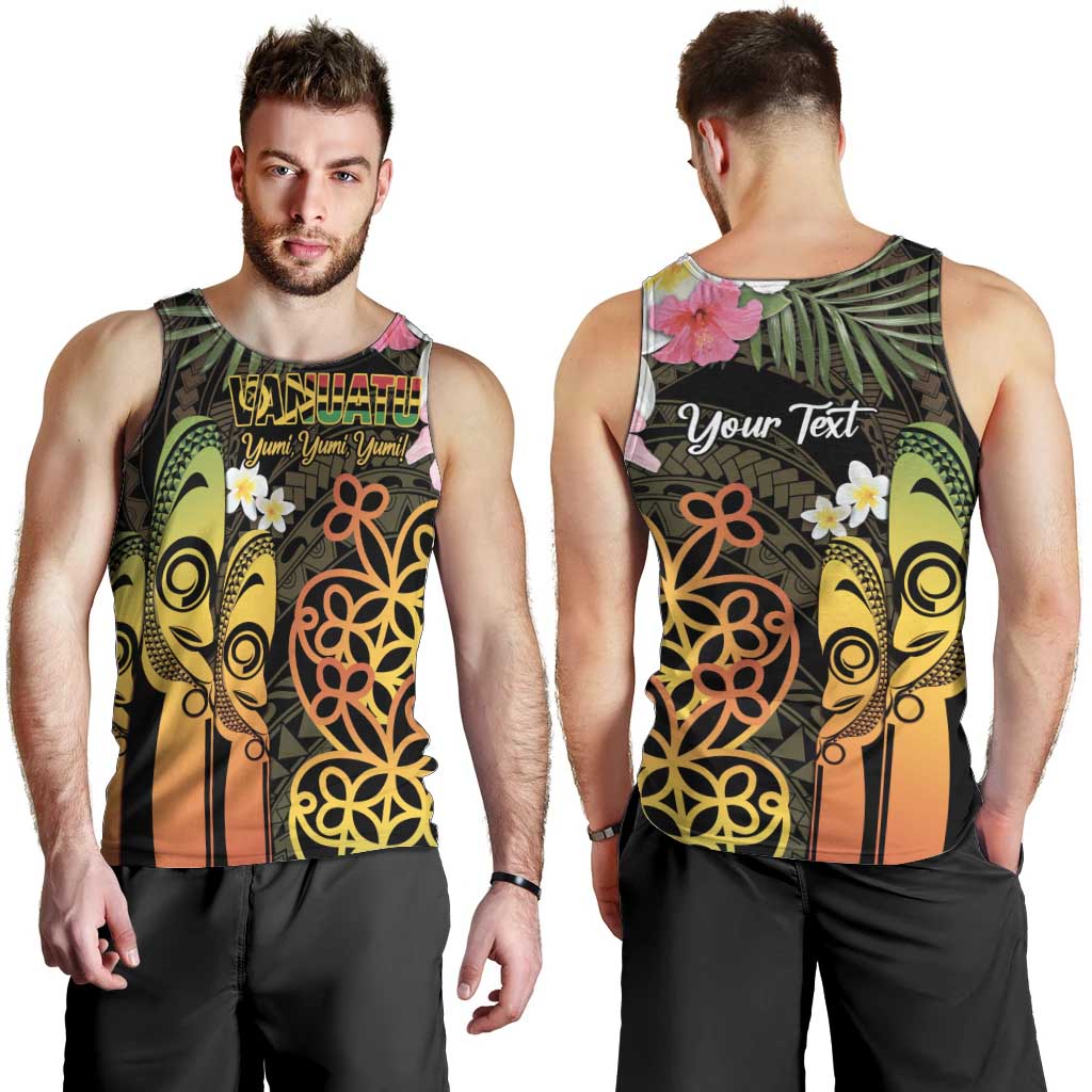 Personalised Vanuatu Independence Day Men Tank Top Carving Drum Sand Drawing Turtle LT14 - Polynesian Pride
