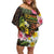 Personalised Vanuatu Independence Day Off Shoulder Short Dress Carving Drum Sand Drawing Turtle
