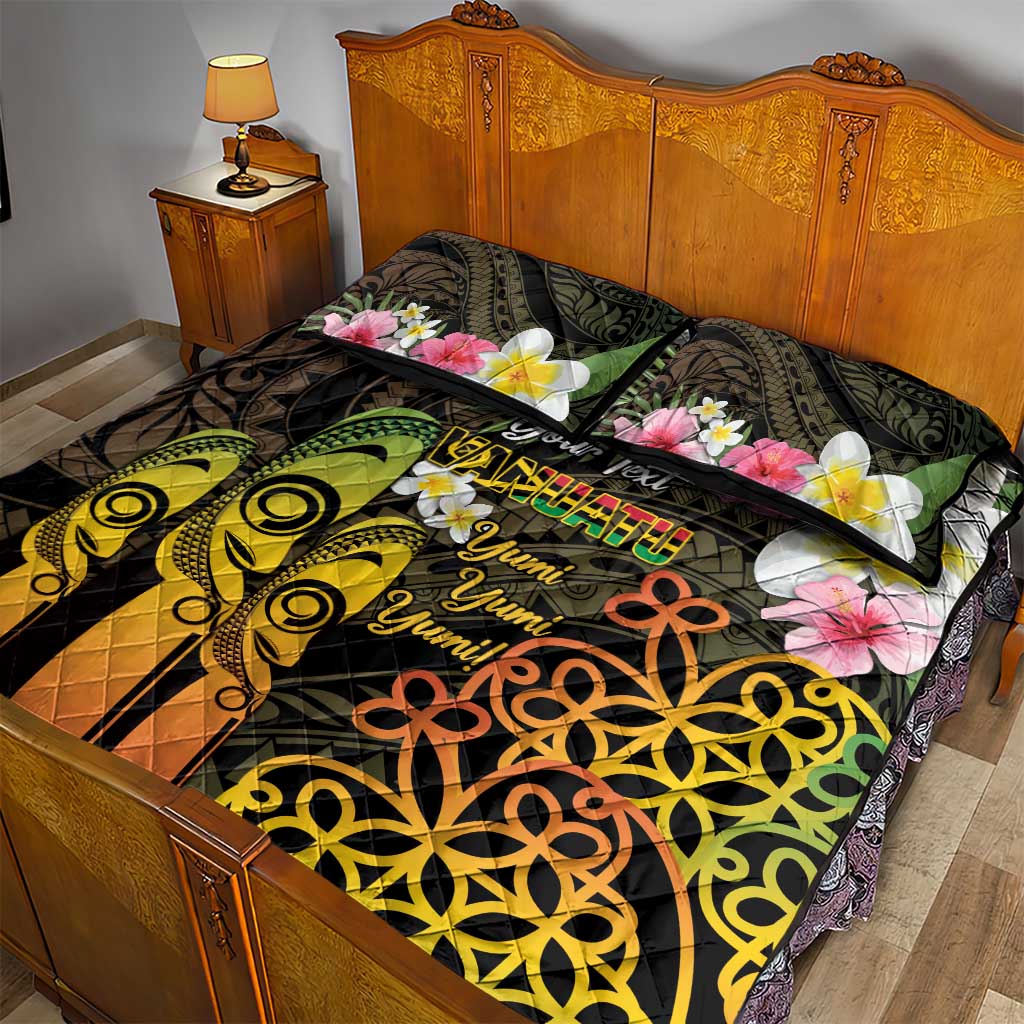 Personalised Vanuatu Independence Day Quilt Bed Set Carving Drum Sand Drawing Turtle LT14 - Polynesian Pride