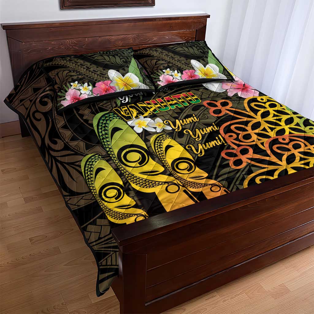 Personalised Vanuatu Independence Day Quilt Bed Set Carving Drum Sand Drawing Turtle LT14 - Polynesian Pride