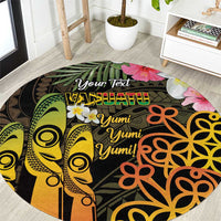 Personalised Vanuatu Independence Day Round Carpet Carving Drum Sand Drawing Turtle