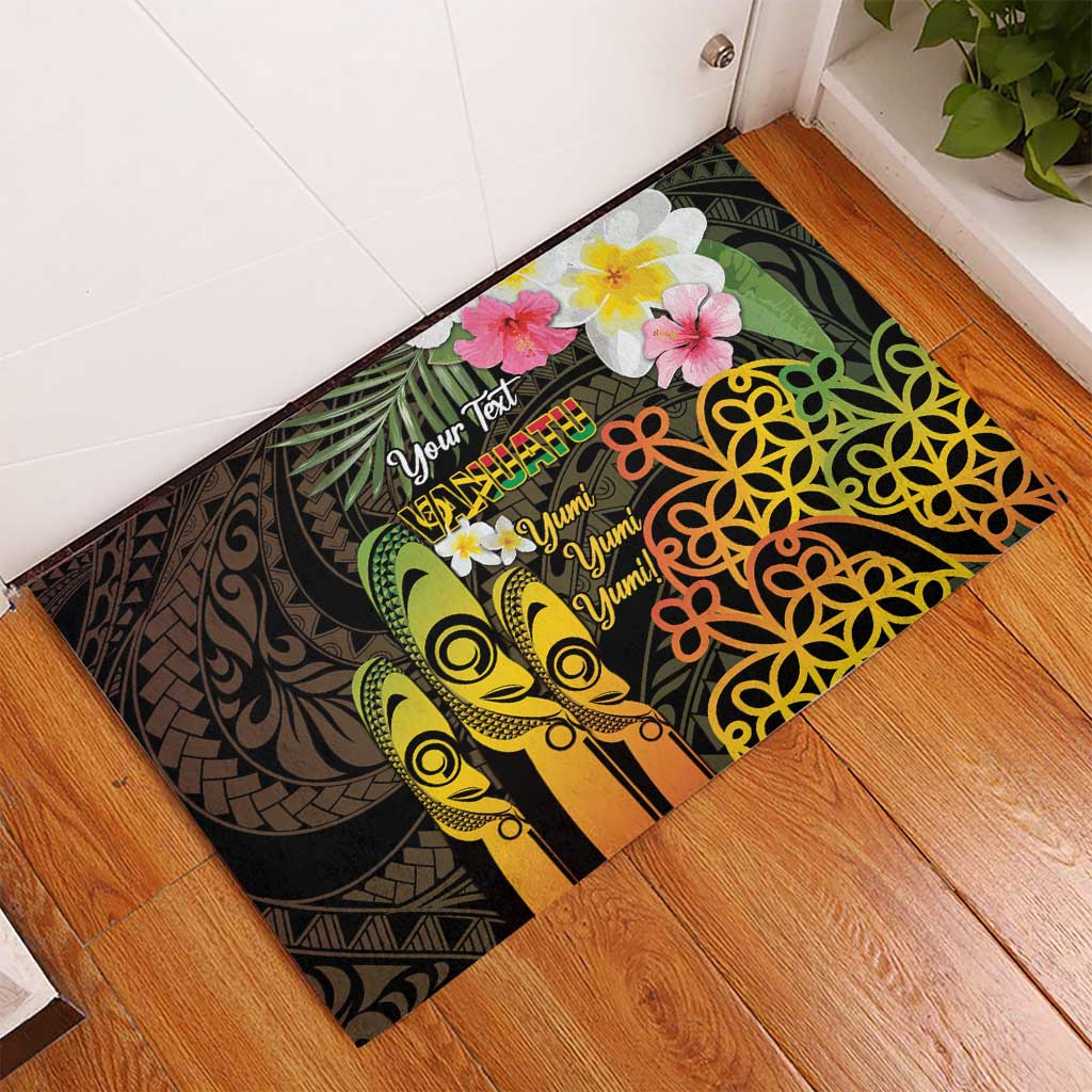 Personalised Vanuatu Independence Day Rubber Doormat Carving Drum Sand Drawing Turtle LT14 - Polynesian Pride