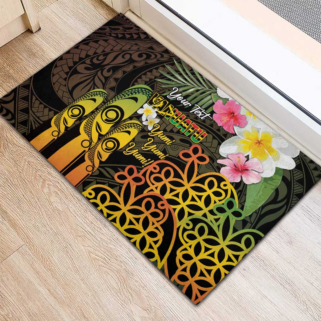 Personalised Vanuatu Independence Day Rubber Doormat Carving Drum Sand Drawing Turtle LT14 - Polynesian Pride