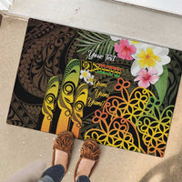 Personalised Vanuatu Independence Day Rubber Doormat Carving Drum Sand Drawing Turtle LT14 - Polynesian Pride