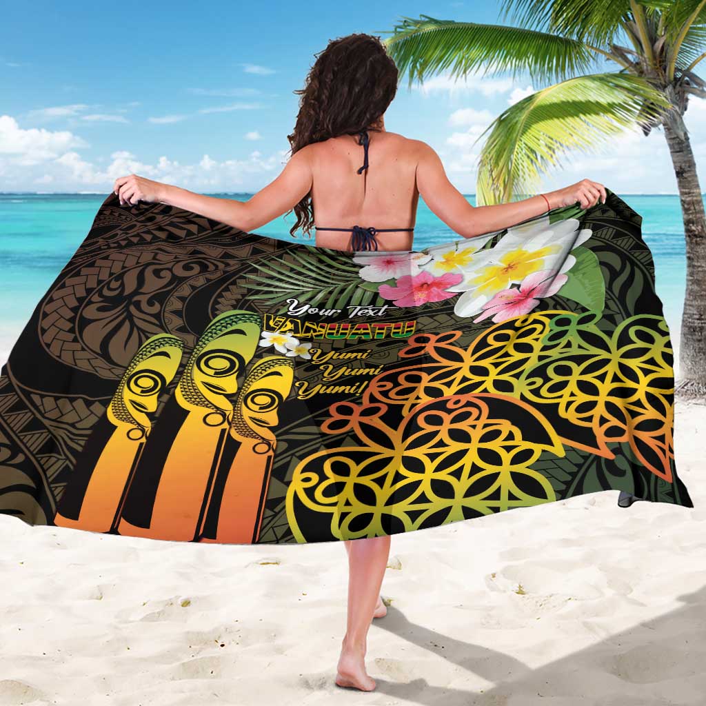 Personalised Vanuatu Independence Day Sarong Carving Drum Sand Drawing Turtle
