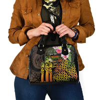 Personalised Vanuatu Independence Day Shoulder Handbag Carving Drum Sand Drawing Turtle