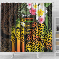 Personalised Vanuatu Independence Day Shower Curtain Carving Drum Sand Drawing Turtle