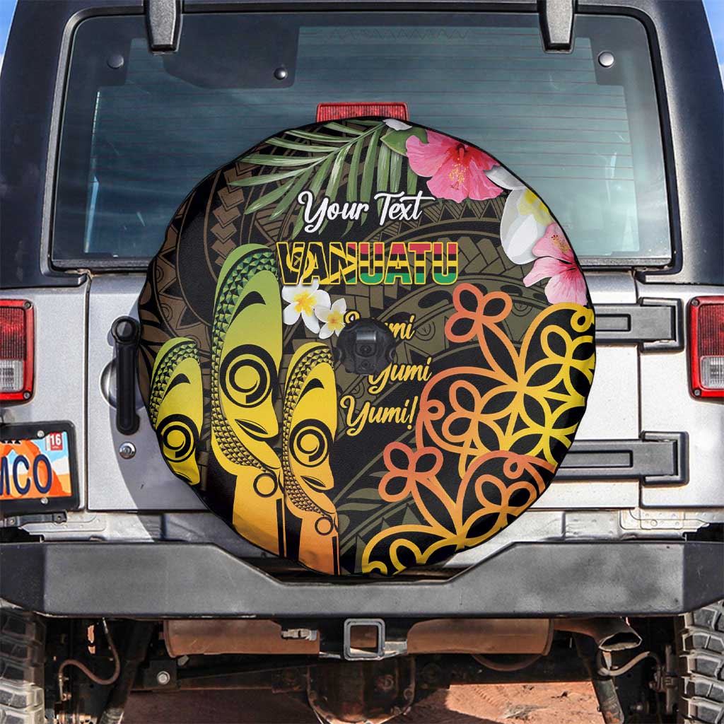 Personalised Vanuatu Independence Day Spare Tire Cover Carving Drum Sand Drawing Turtle