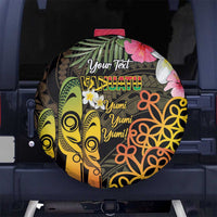 Personalised Vanuatu Independence Day Spare Tire Cover Carving Drum Sand Drawing Turtle