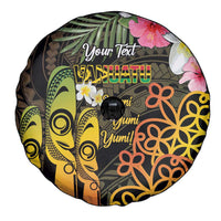 Personalised Vanuatu Independence Day Spare Tire Cover Carving Drum Sand Drawing Turtle