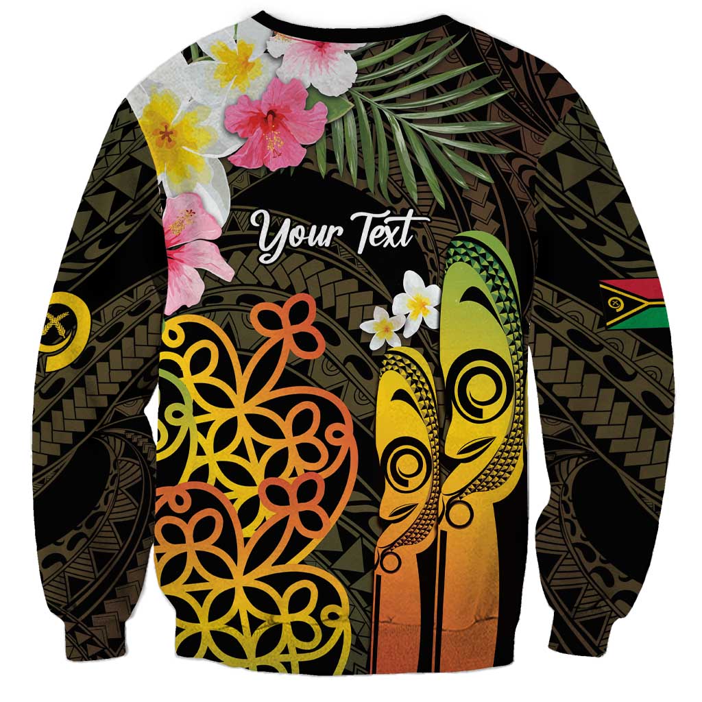 Personalised Vanuatu Independence Day Sweatshirt Carving Drum Sand Drawing Turtle LT14 - Polynesian Pride