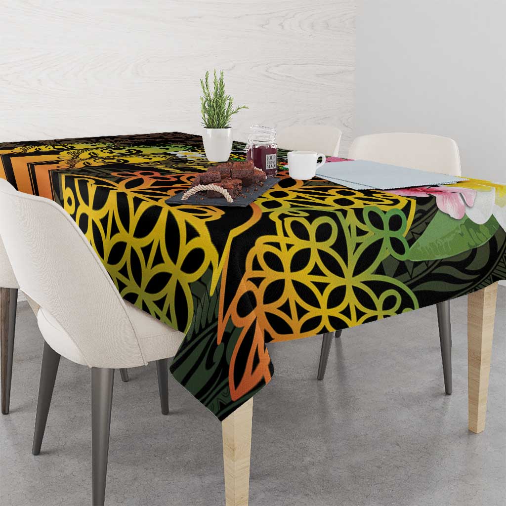 Personalised Vanuatu Independence Day Tablecloth Carving Drum Sand Drawing Turtle LT14 - Polynesian Pride