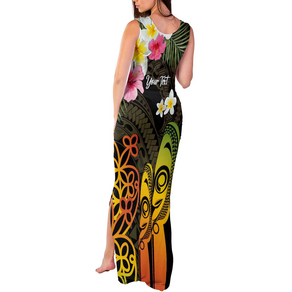 Personalised Vanuatu Independence Day Tank Maxi Dress Carving Drum Sand Drawing Turtle