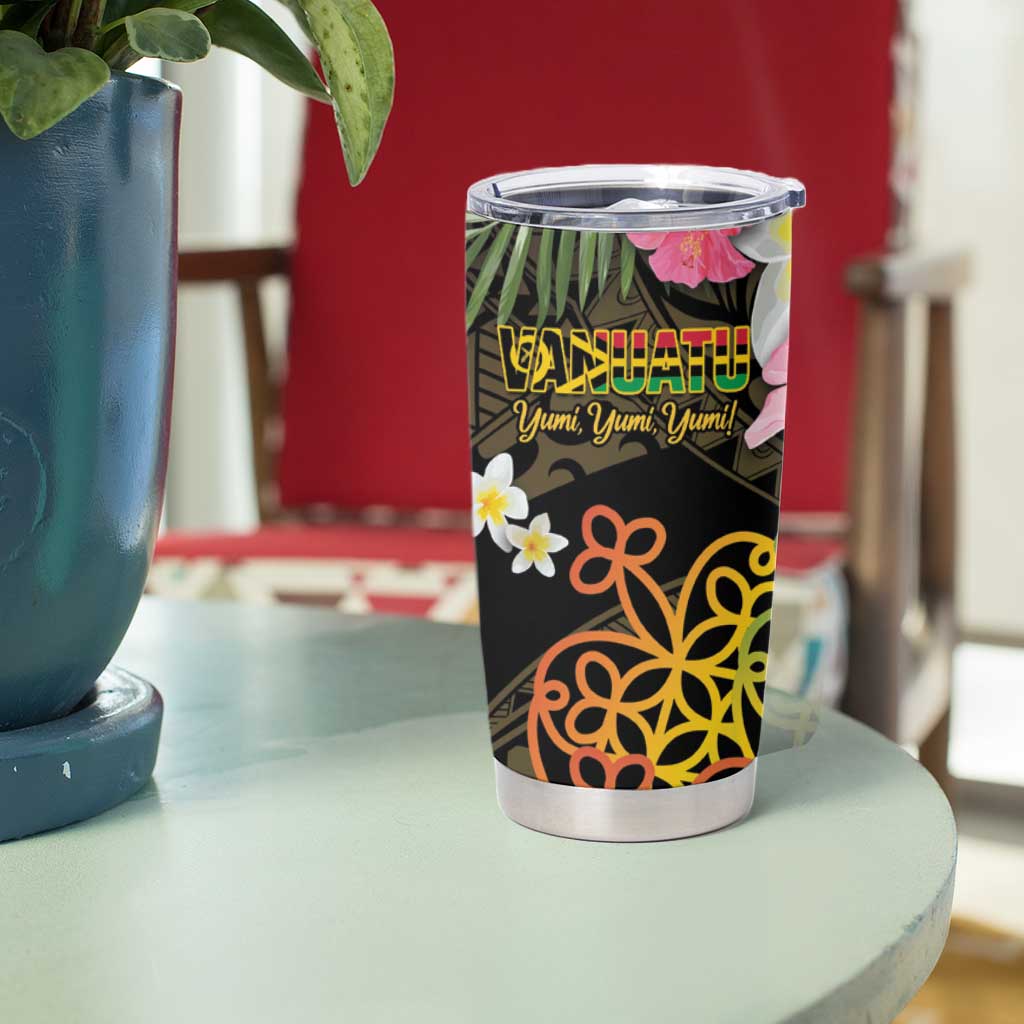 Personalised Vanuatu Independence Day Tumbler Cup Carving Drum Sand Drawing Turtle