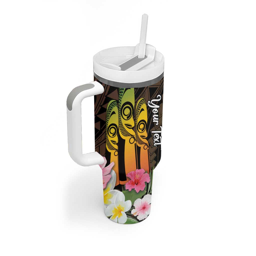 Personalised Vanuatu Independence Day Tumbler With Handle Carving Drum Sand Drawing Turtle