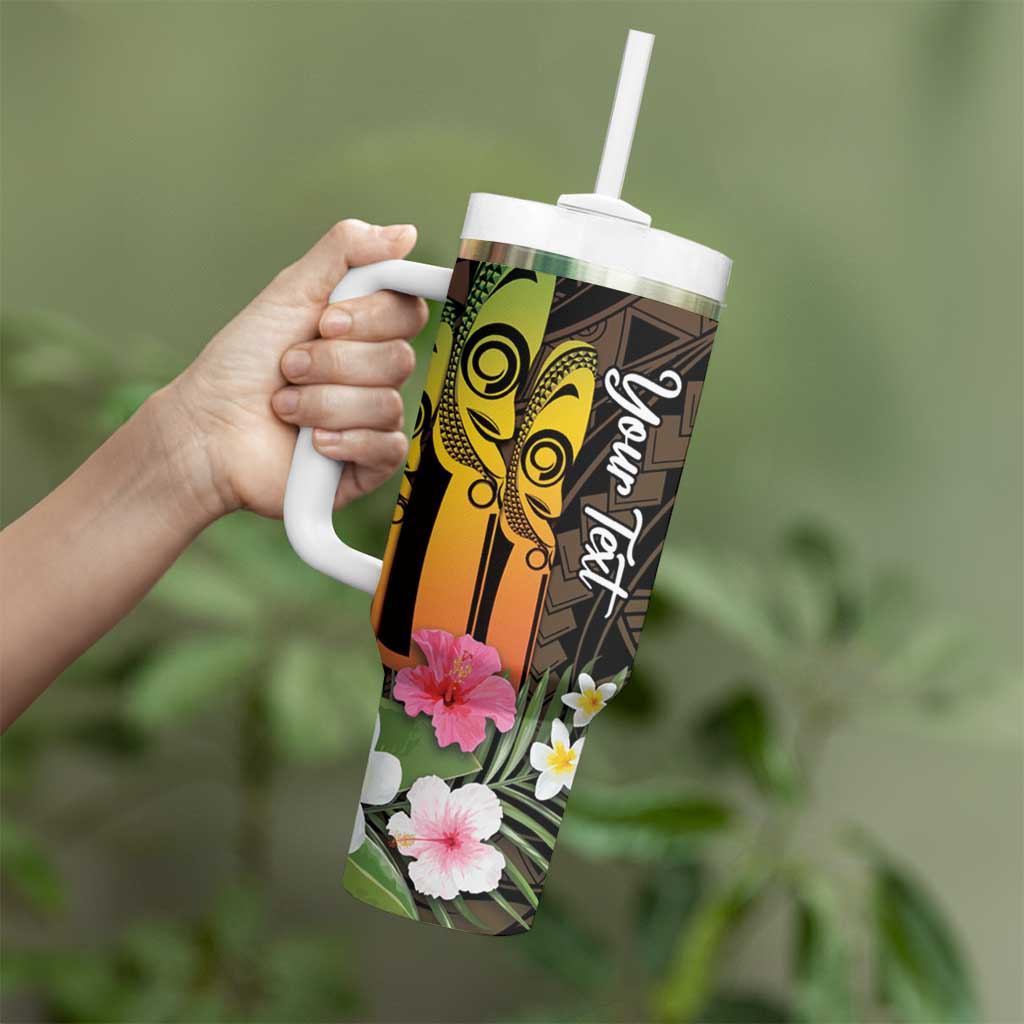 Personalised Vanuatu Independence Day Tumbler With Handle Carving Drum Sand Drawing Turtle