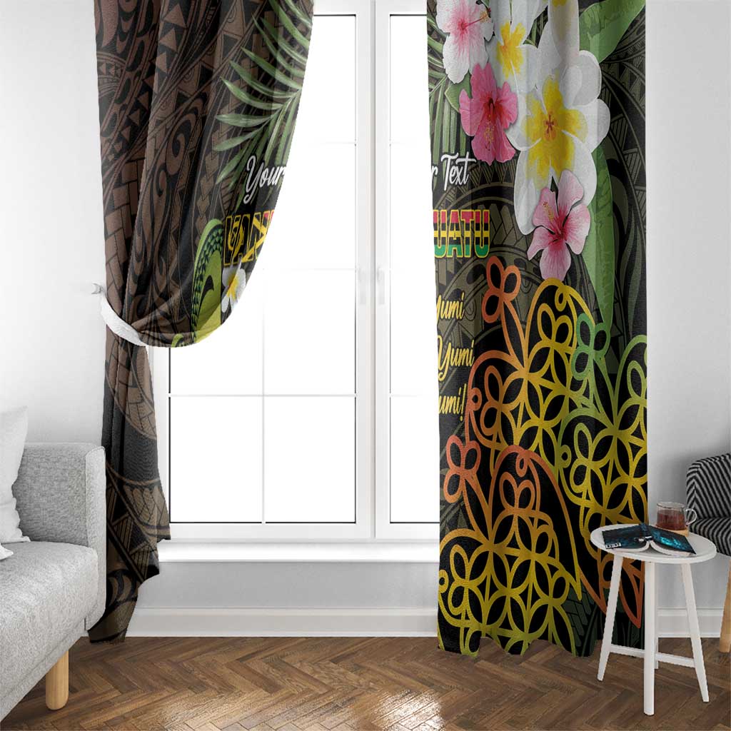 Personalised Vanuatu Independence Day Window Curtain Carving Drum Sand Drawing Turtle LT14 - Polynesian Pride