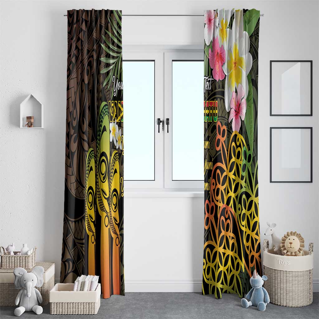 Personalised Vanuatu Independence Day Window Curtain Carving Drum Sand Drawing Turtle LT14 - Polynesian Pride