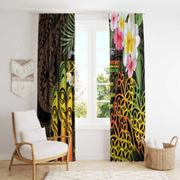 Personalised Vanuatu Independence Day Window Curtain Carving Drum Sand Drawing Turtle LT14 - Polynesian Pride