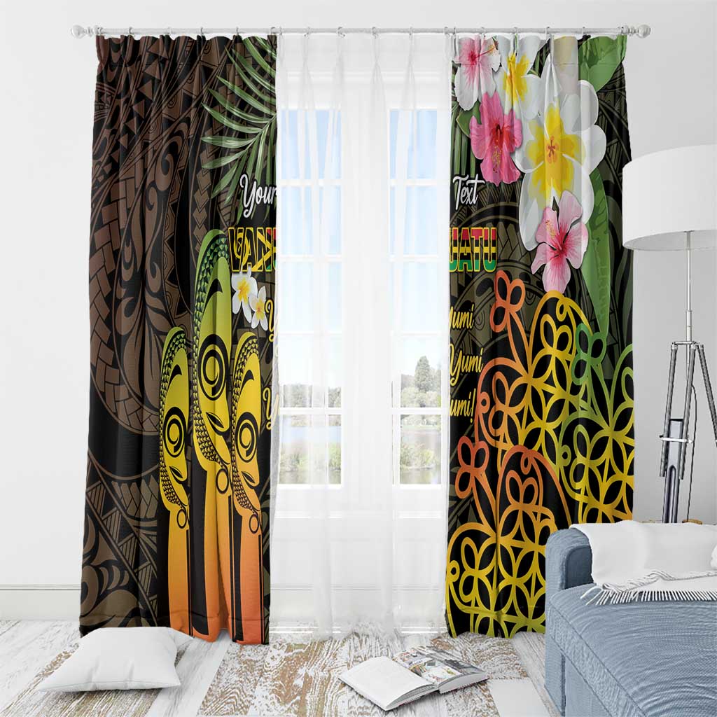 Personalised Vanuatu Independence Day Window Curtain Carving Drum Sand Drawing Turtle LT14 - Polynesian Pride