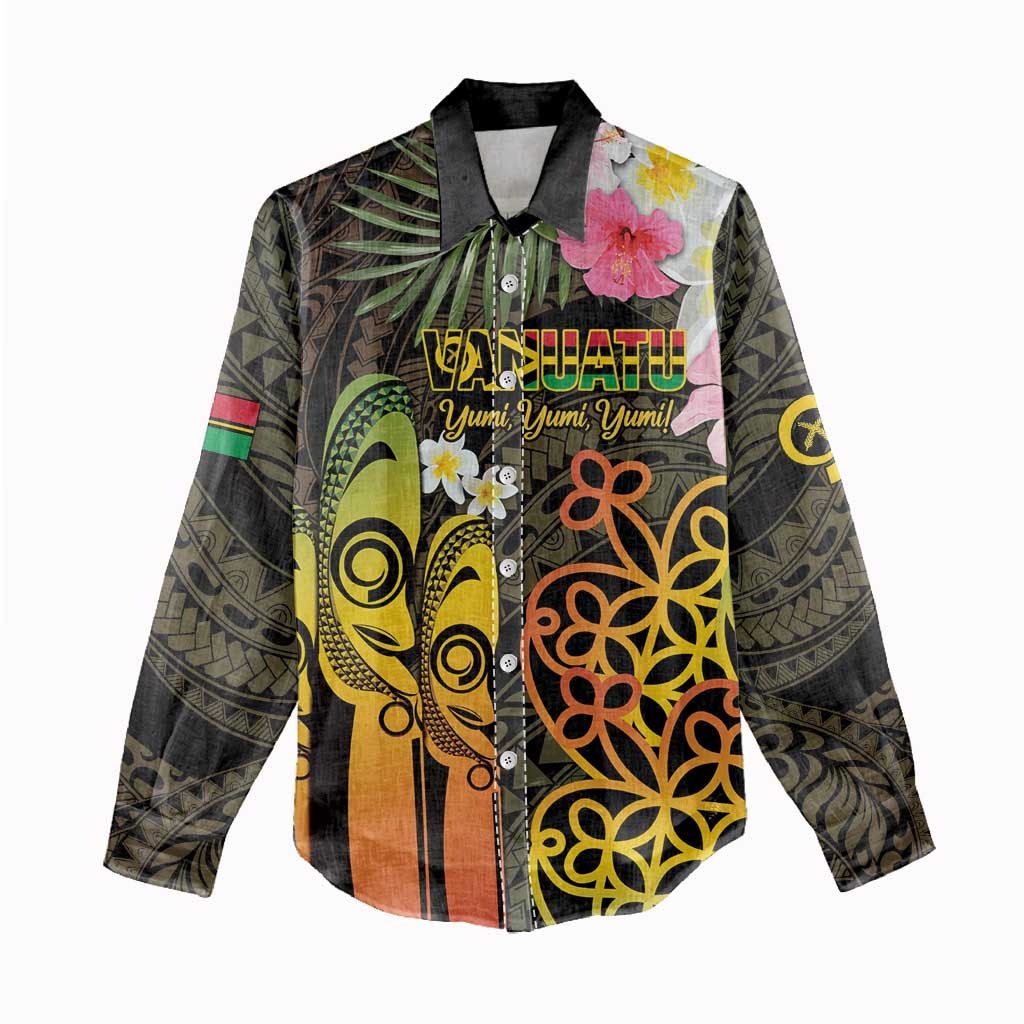 Personalised Vanuatu Independence Day Women Casual Shirt Carving Drum Sand Drawing Turtle