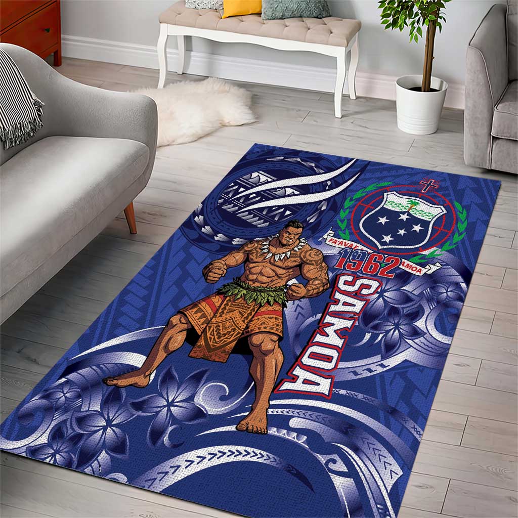 Samoa Independence Day Area Rug 1962 Proud Samoan Warrior