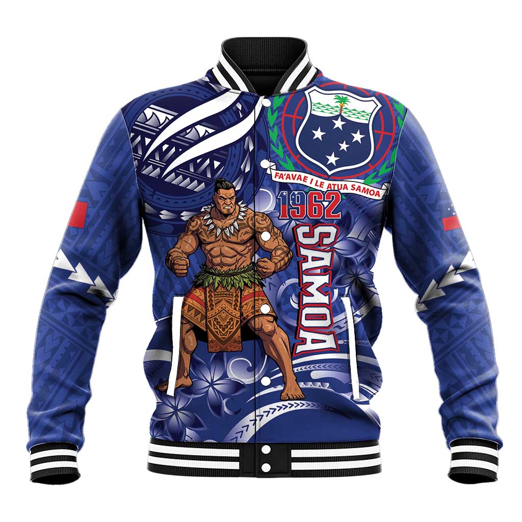 Samoa Independence Day Baseball Jacket 1962 Proud Samoan Warrior LT14 Unisex Blue - Polynesian Pride