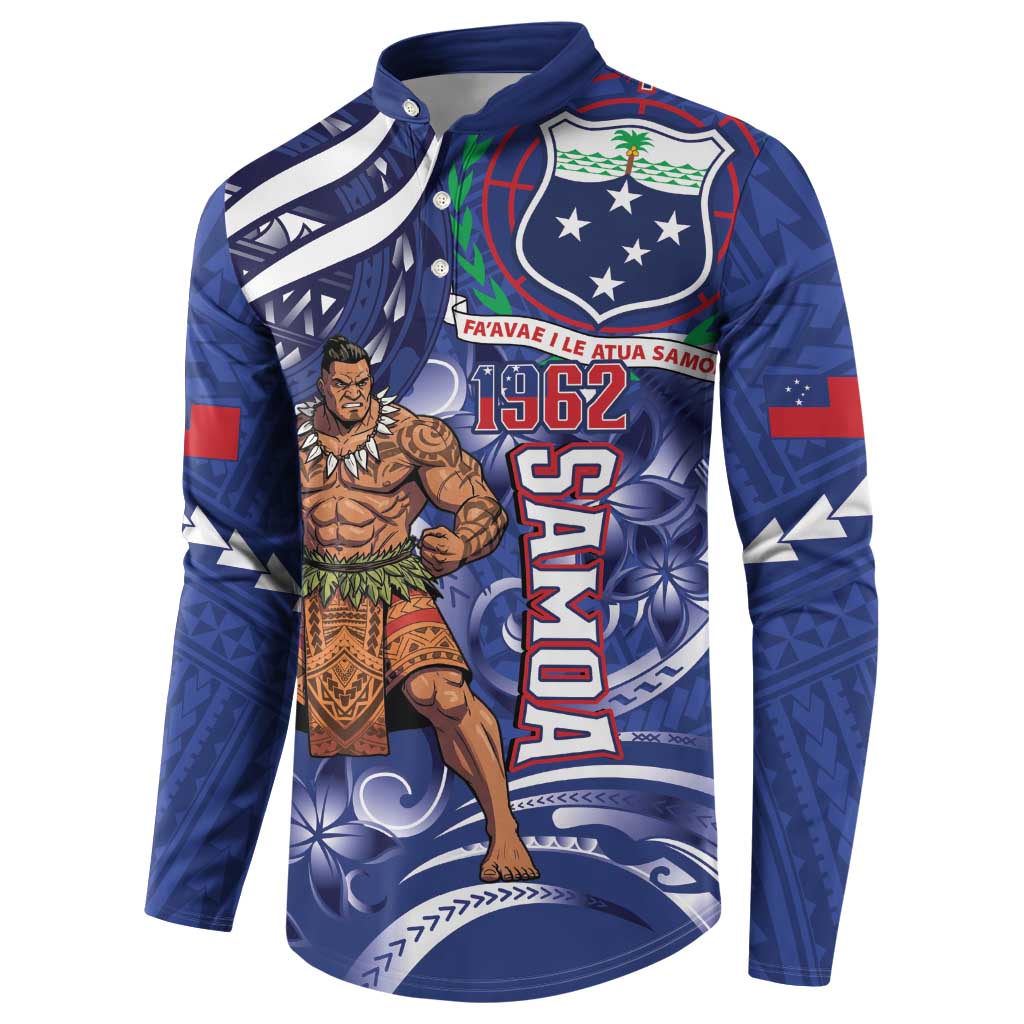 Samoa Independence Day Button Sweatshirt 1962 Proud Samoan Warrior LT14 - Polynesian Pride