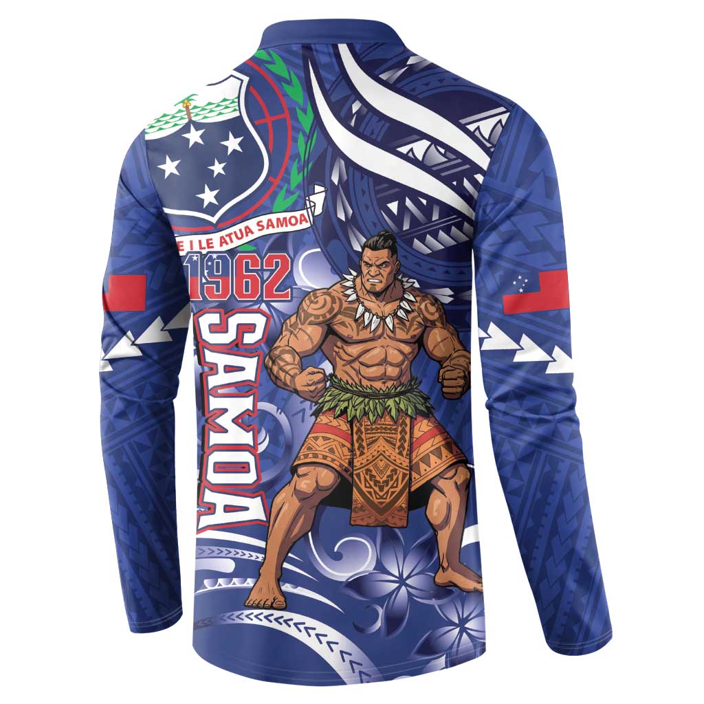Samoa Independence Day Button Sweatshirt 1962 Proud Samoan Warrior LT14 - Polynesian Pride
