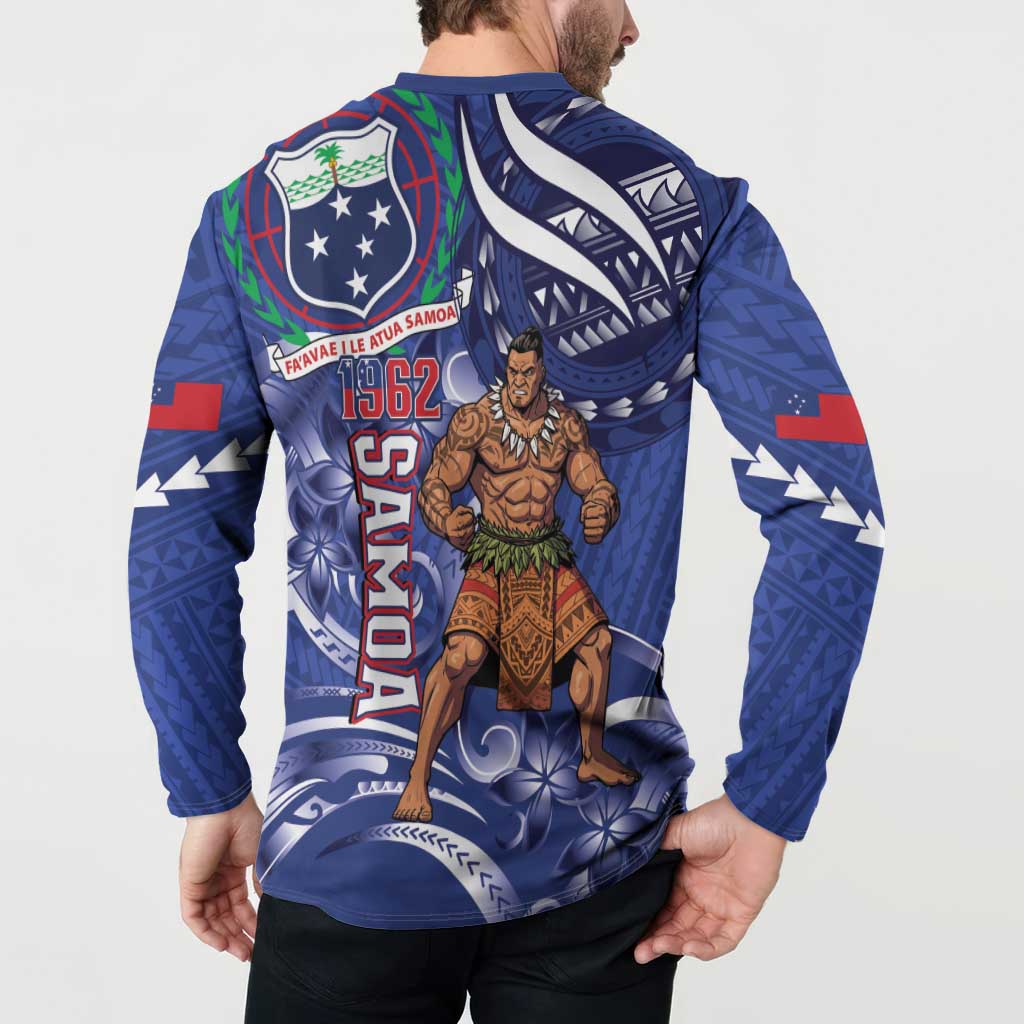 Samoa Independence Day Button Sweatshirt 1962 Proud Samoan Warrior LT14 - Polynesian Pride