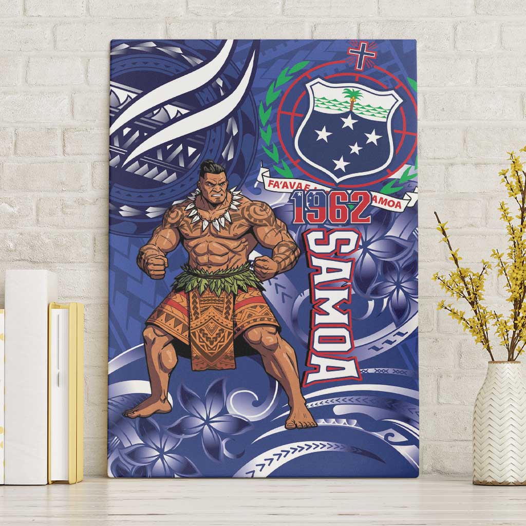 Samoa Independence Day Canvas Wall Art 1962 Proud Samoan Warrior LT14 Without Frame Blue - Polynesian Pride