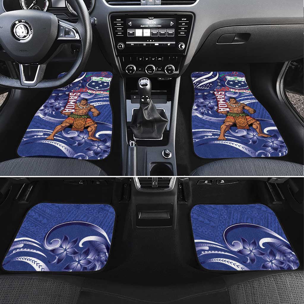Samoa Independence Day Car Mats 1962 Proud Samoan Warrior LT14 Set 4pcs Blue - Polynesian Pride