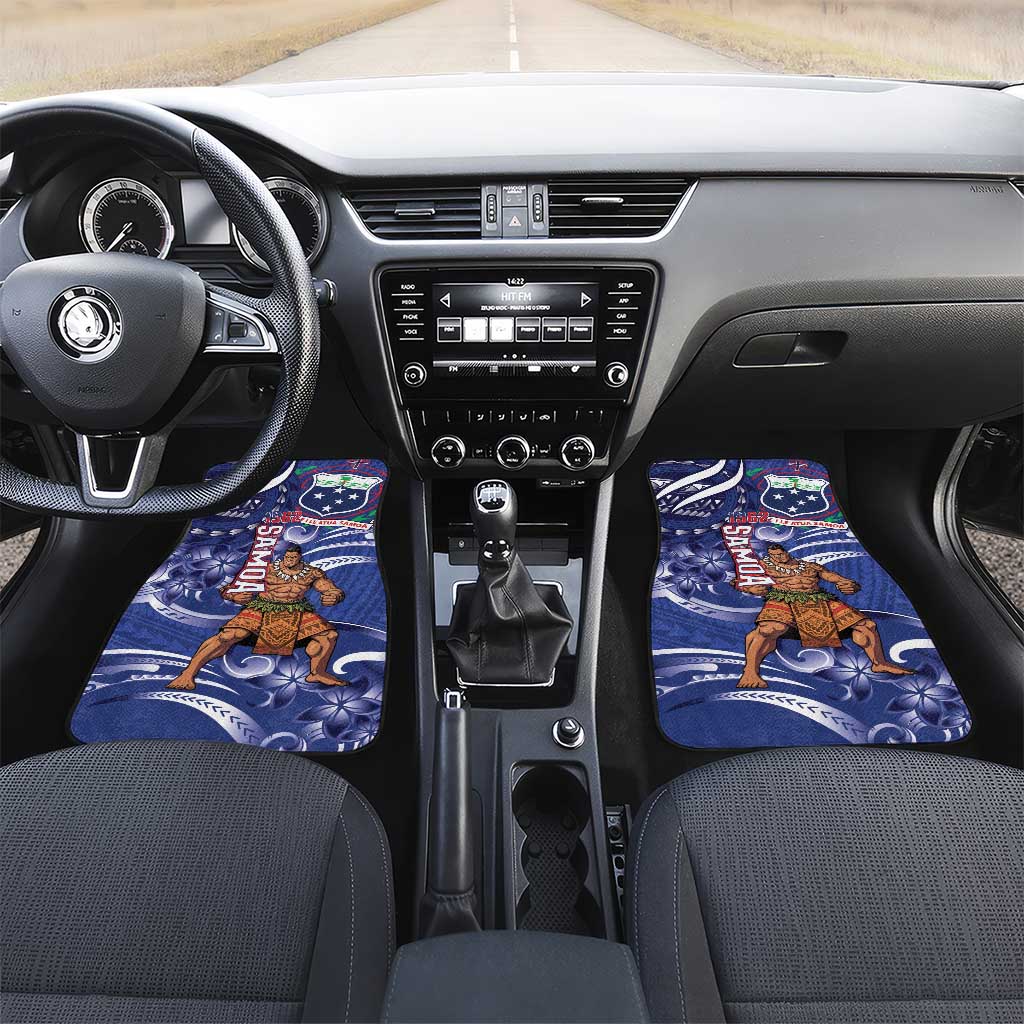 Samoa Independence Day Car Mats 1962 Proud Samoan Warrior LT14 Set 2pcs - Front Blue - Polynesian Pride
