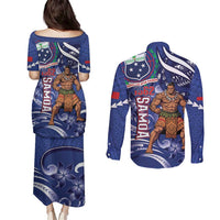 Samoa Independence Day Couples Matching Puletasi and Long Sleeve Button Shirt 1962 Proud Samoan Warrior LT14 - Polynesian Pride