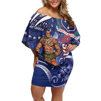 Samoa Independence Day Family Matching Off Shoulder Short Dress and Hawaiian Shirt 1962 Proud Samoan Warrior