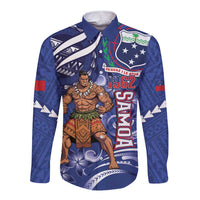 Samoa Independence Day Long Sleeve Button Shirt 1962 Proud Samoan Warrior LT14 Unisex Blue - Polynesian Pride