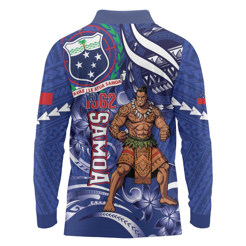 Samoa Independence Day Long Sleeve Polo Shirt 1962 Proud Samoan Warrior