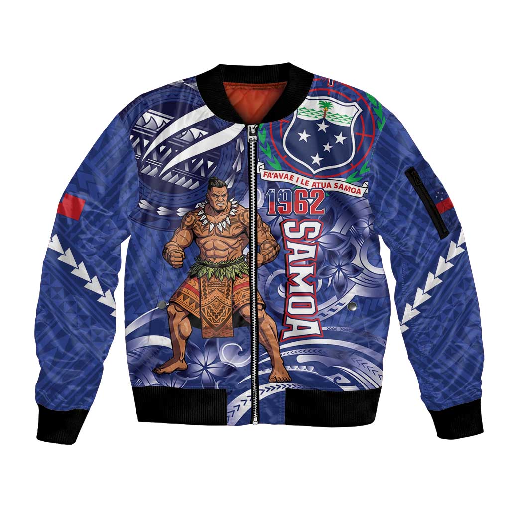 Samoa Independence Day Sleeve Zip Bomber Jacket 1962 Proud Samoan Warrior