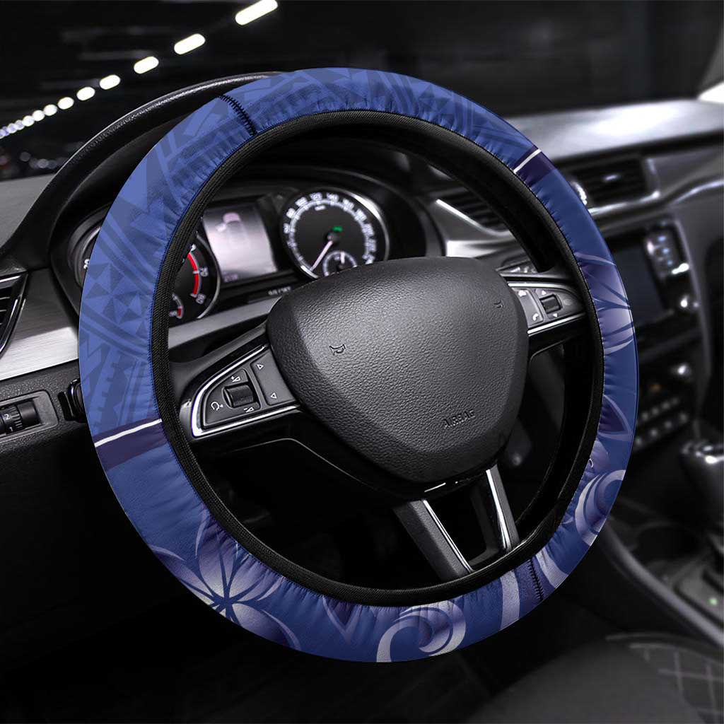 Samoa Independence Day Steering Wheel Cover 1962 Proud Samoan Warrior LT14 Universal Fit Blue - Polynesian Pride