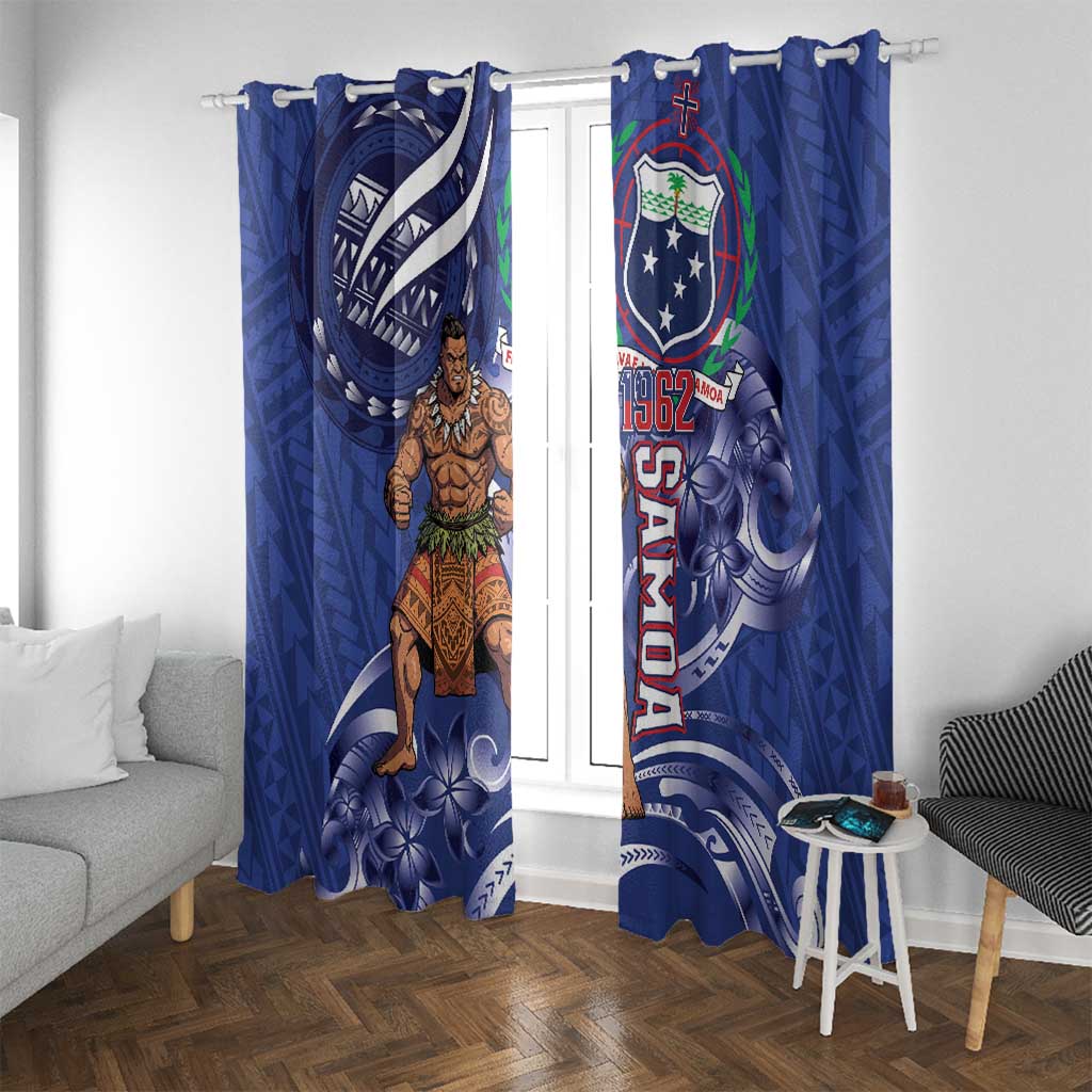 Samoa Independence Day Window Curtain 1962 Proud Samoan Warrior LT14 With Grommets Blue - Polynesian Pride