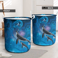 Paikea New Zealand Matariki Laundry Basket Humpback Whale Taniko Motifs Ocean Vibes LT14 - Polynesian Pride