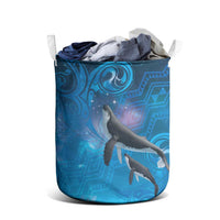 Paikea New Zealand Matariki Laundry Basket Humpback Whale Taniko Motifs Ocean Vibes LT14 - Polynesian Pride