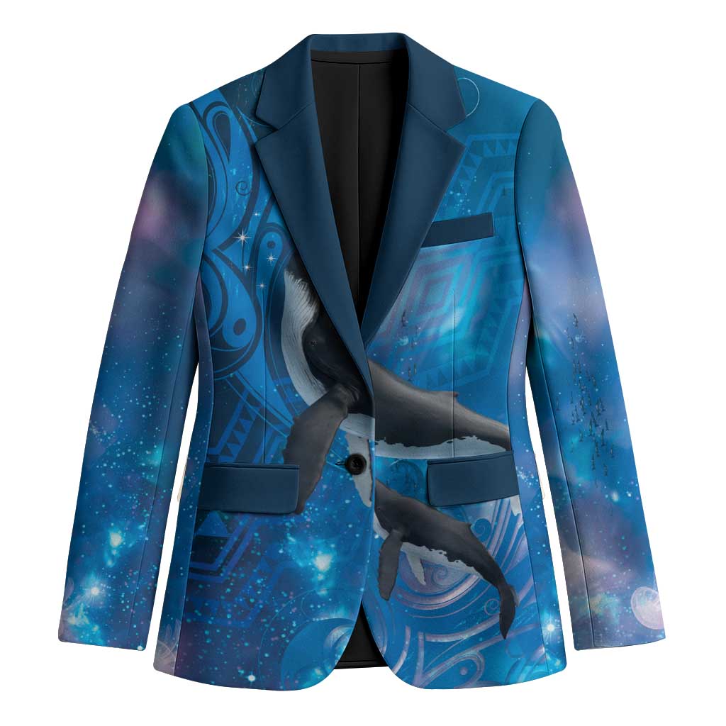 Paikea New Zealand Matariki Blazer Humpback Whale Taniko Motifs Ocean Vibes LT14 Unisex Blue - Polynesian Pride