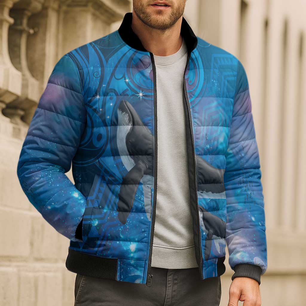 Paikea New Zealand Matariki Bomber Puffer Jacket Humpback Whale Taniko Motifs Ocean Vibes LT14 - Polynesian Pride