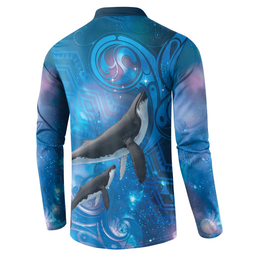 Paikea New Zealand Matariki Button Sweatshirt Humpback Whale Taniko Motifs Ocean Vibes LT14 - Polynesian Pride
