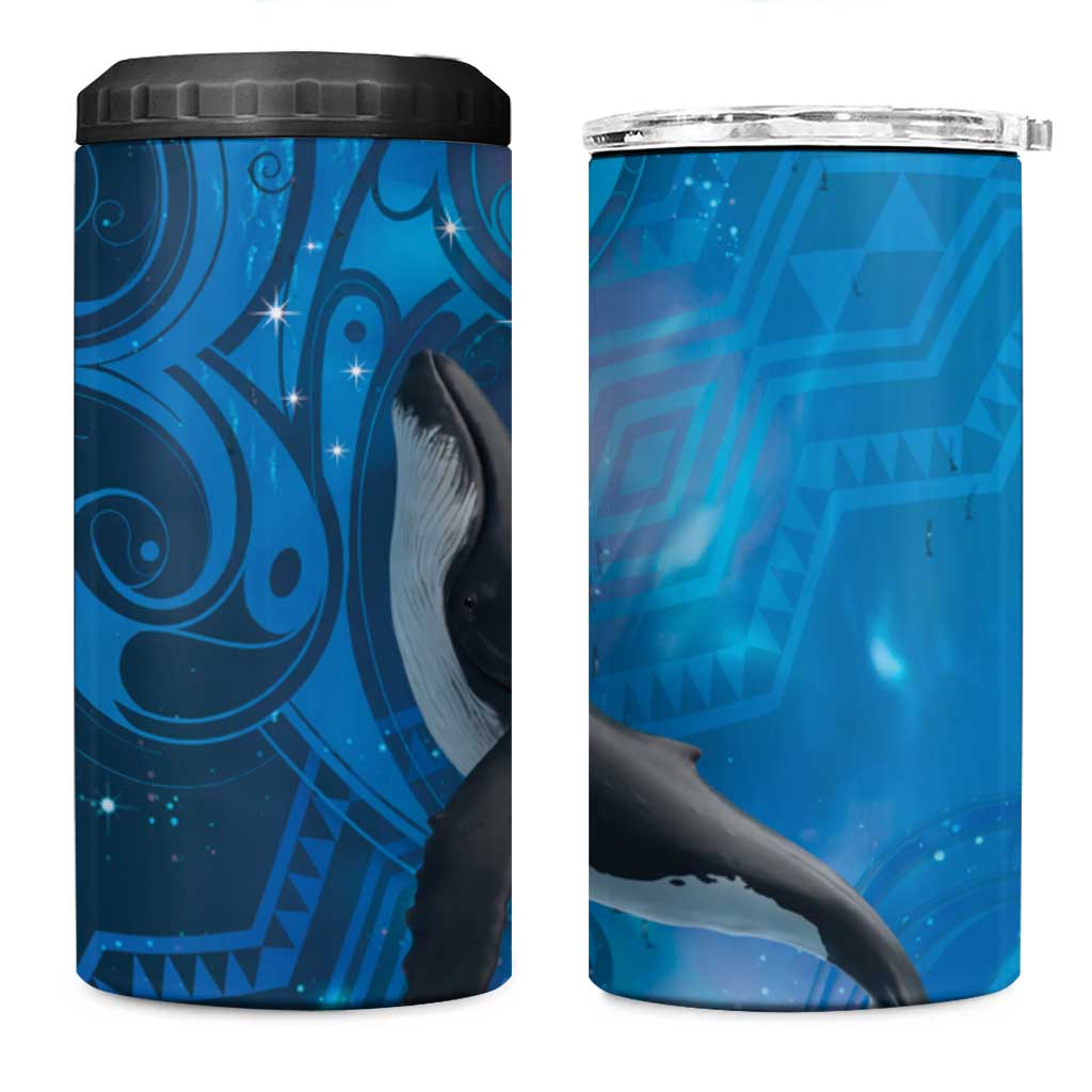 Paikea New Zealand Matariki 4 in 1 Can Cooler Tumbler Humpback Whale Taniko Motifs Ocean Vibes