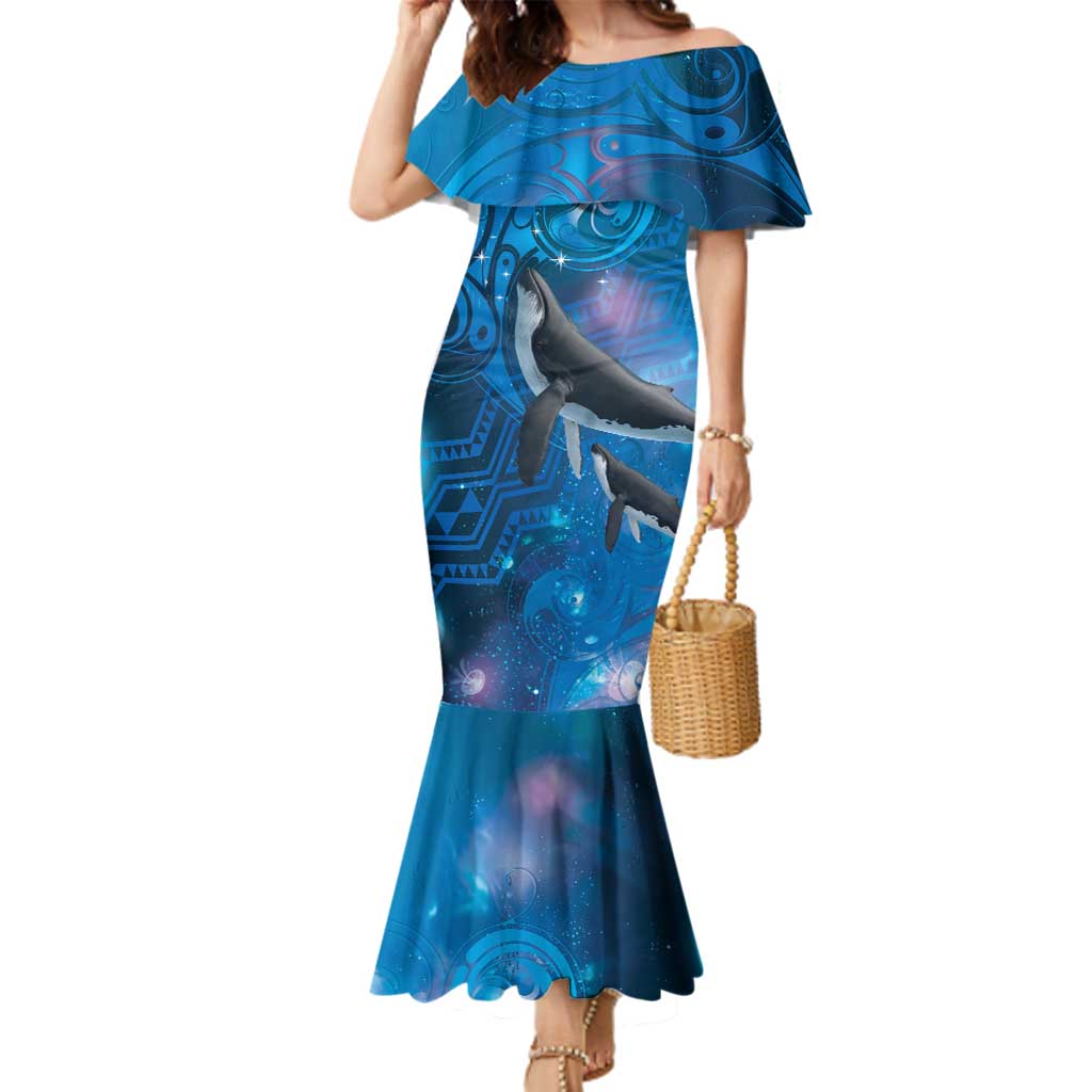 Paikea New Zealand Matariki Family Matching Mermaid Dress and Hawaiian Shirt Humpback Whale Taniko Motifs Ocean Vibes