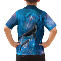 Paikea New Zealand Matariki Family Matching Off Shoulder Maxi Dress and Hawaiian Shirt Humpback Whale Taniko Motifs Ocean Vibes